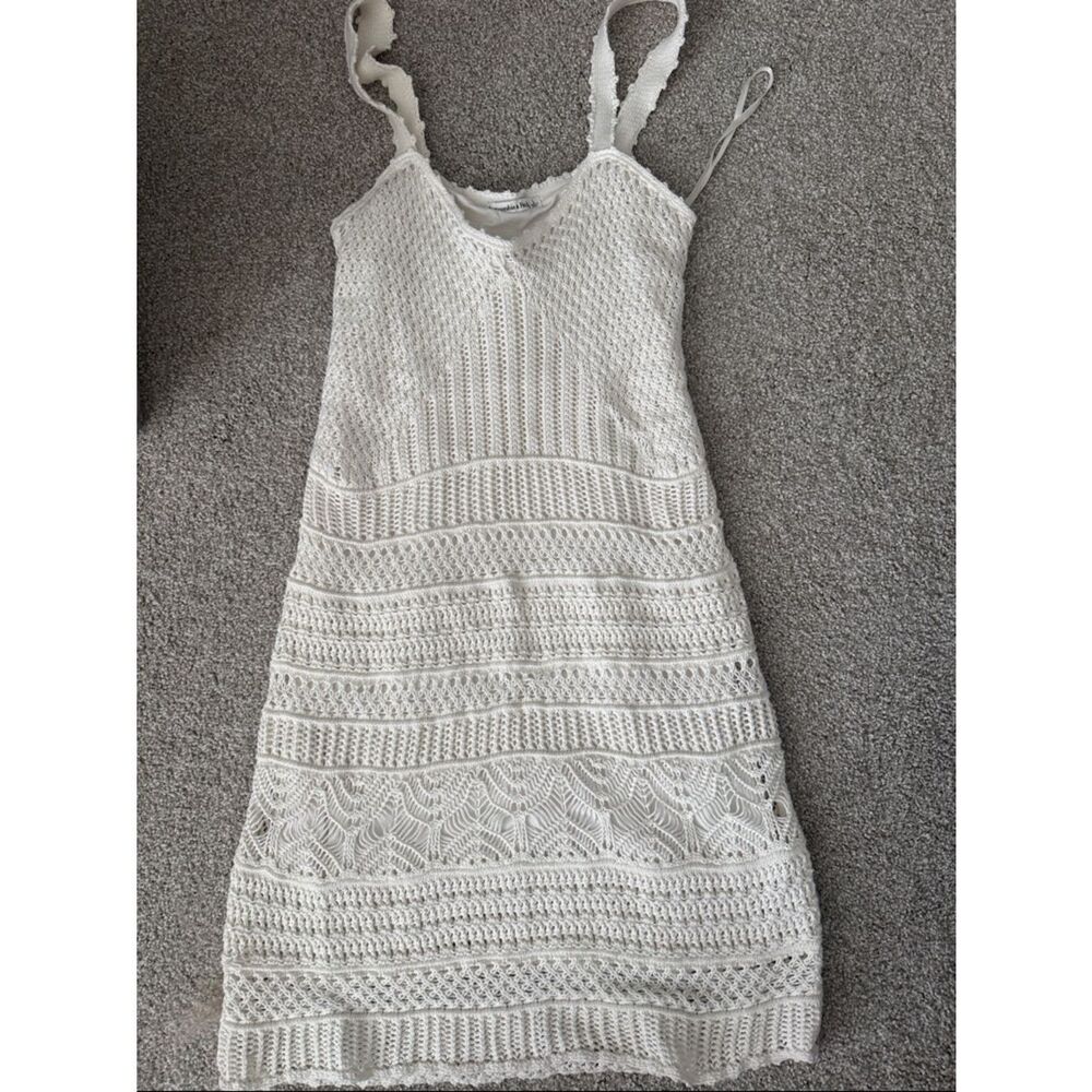 Abercrombie & Fitch Lace-Texture White Crochet Mini Dress
